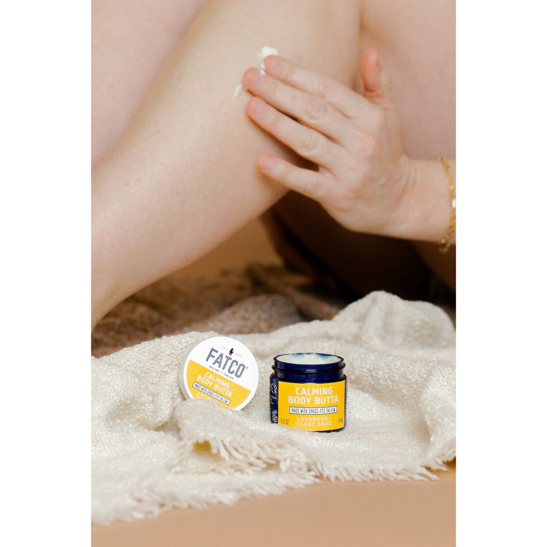 FATCO Calming Body Butta 2 oz — tallow body moisturizer, lavender + clary sage, eczema-friendly